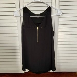 Express black tank top blouse with gold zipper